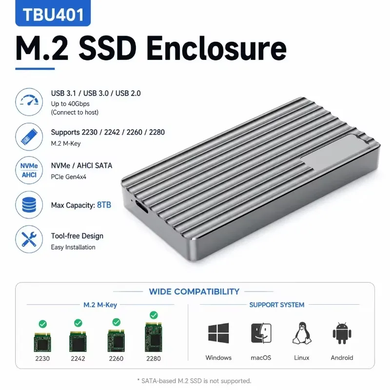 AP01 알루미늄 M.2 NVMe SSD 인클로저 US - Usb4 40Gbps External Ssd 8Tb 리뷰 및 가격